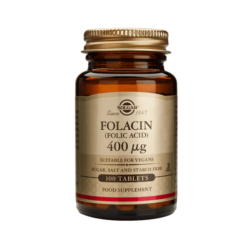 Ácido Fólico 400mcg 100 comprimidos Solgar - Suplemento alimentar para saúde da mulher, gravidez e sistema cardiovascular