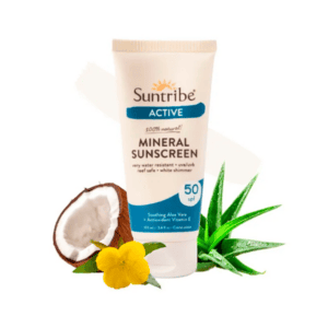 Protetor solar mineral natural FPS 50 Suntribe 100ml para rosto e corpo com alta proteção UVA e UVB