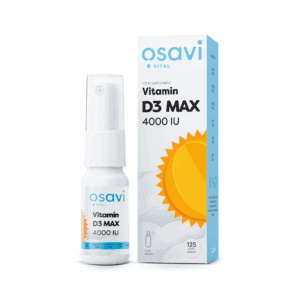 Suplemento alimentar em spray oral contendo 4000 UI de vitamina D3 natural dissolvida em óleo MCT de coco. Contribui para o normal funcionamento do sistema imunitário, manutenção de ossos e dentes saudáveis, e absorção de cálcio.