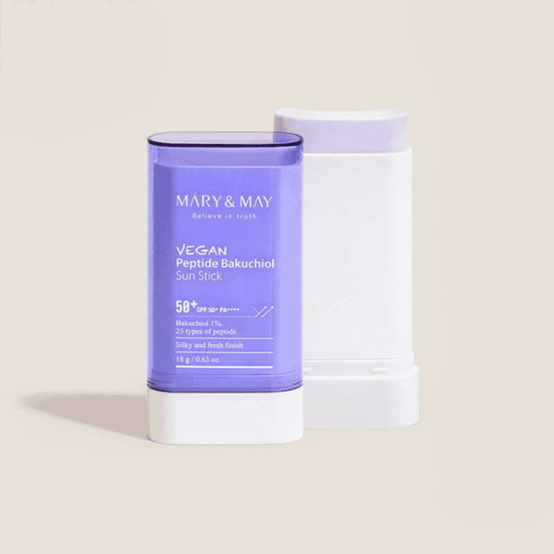 Protetor Solar Vegan em Stick com Bakuchiol Peptídico SPF 50+ 50g da Máry & May, proteção prática e eficaz com ingredientes naturais
