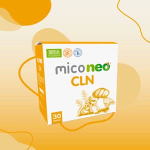 Embalagem do Mico Neo CLN com 30 saquetas da NeoVital Health, suplemento detox com cogumelos medicinais e ação purificante.