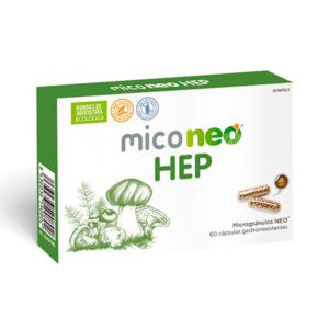 Frasco do Mico Neo HEP com 60 cápsulas da NeoVital Health, suplemento com cogumelos medicinais para suporte hepático.