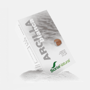 Embalagem da Argila Branca 250g da Soria Natural, ingrediente natural para cuidados com a pele e tratamentos terapêuticos.