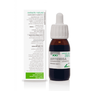 Frasco do Extrato Natural de Artemísia 50ml da Soria Natural, suplemento líquido para suporte digestivo e equilíbrio hormonal.