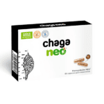 Frasco do Chaga Neo com 60 cápsulas da NeoVital Health, suplemento natural para suporte imunológico e antioxidante.
