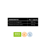 Frasco do Chaga Neo com 60 cápsulas da NeoVital Health, suplemento natural para suporte imunológico e antioxidante.
