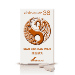 Embalagem do Chinasor 38 Xiao Yao San Wan com 30 comprimidos da Soria Natural, fórmula tradicional chinesa para equilíbrio e bem-estar.