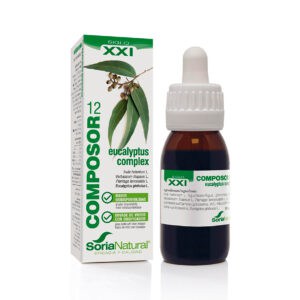 Frasco do Composor 12 Eucalyptus Complex 50ml da Soria Natural, suplemento natural para suporte respiratório.