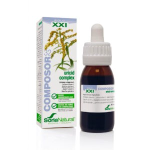 Frasco do Composor 32 Uricid Complex 50ml da Soria Natural, suplemento natural para equilíbrio dos níveis de ácido úrico.