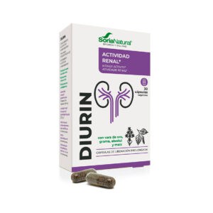 Frasco do C-10 Diurin com 30 cápsulas da Soria Natural, suplemento natural para suporte renal e eliminação de líquidos