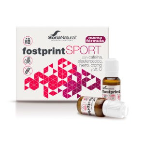 Embalagem do Fostprint Plus 15ml x 20 ampolas da Soria Natural, suplemento energético para maior vitalidade e desempenho físico.