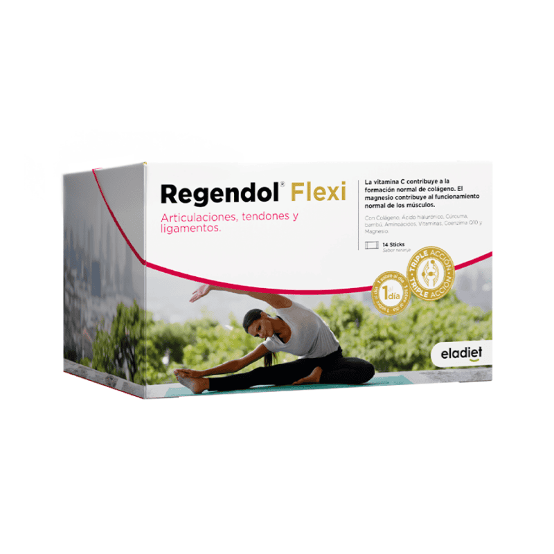 Embalagem do RegenDol Flexi com 14 saquetas da Eladiet, suplemento para suporte articular e mobilidade