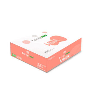 Embalagem do Fungi Neo MMA 25ml x 30 monodoses da NeoVital Health, suplemento líquido com cogumelos medicinais para suporte imunológico