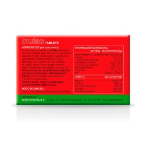 Embalagem do Inulac com 30 comprimidos da Soria Natural, suplemento digestivo para equilíbrio da flora intestinal.
