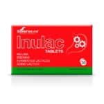 Embalagem do Inulac com 30 comprimidos da Soria Natural, suplemento digestivo para equilíbrio da flora intestinal.