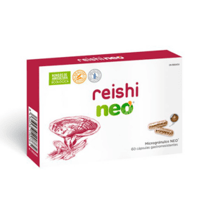 Frasco do Reishi Neo com 60 cápsulas da NeoVital Health, suplemento natural para suporte imunológico e bem-estar geral.