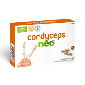 Frasco do Cordyceps Neo com 60 cápsulas da NeoVital Health, suplemento natural para energia, resistência e vitalidade.