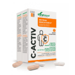 Embalagem do C-Activ 20+20 comprimidos da Soria Natural, suplemento com vitamina C para suporte imunológico e energia
