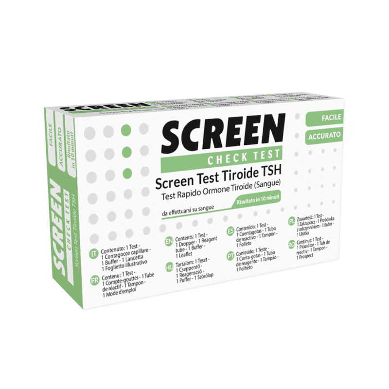 Embalagem do Auto-Teste Tiróide 1 Kit da Screen Pharma, teste rápido para monitoramento da função da tiroide.