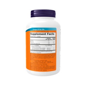 Frasco do DHA-500 Alta Potência com 180 cápsulas da Now, suplemento de ômega-3 concentrado para saúde cerebral e cardiovascular.