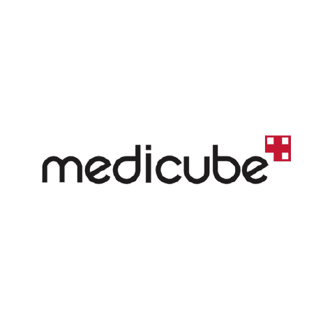 Logo da Medicube, marca de skincare coreano focada em fórmulas dermatológicas.