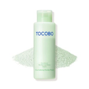 Frasco do Cica Pó de Limpeza Calmante 50g da Tocobo, limpador facial em pó com efeito calmante para peles sensíveis.