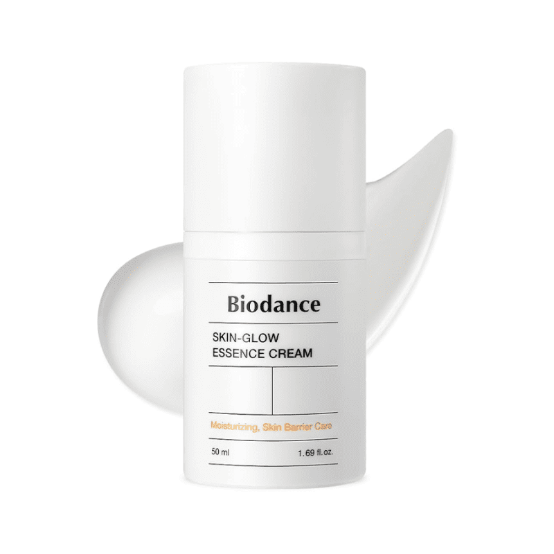 Frasco do Creme Skin-Glow Essence 50ml da Biodance, tratamento multifuncional para hidratação, luminosidade e firmeza da pele.