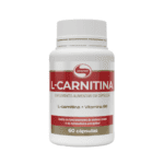 Frasco de L-Carnitina Vitafor Europe com 60 comprimidos, suplemento em tabletes para energia e desempenho físico.