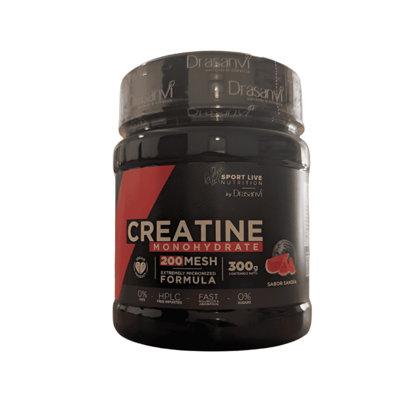 Creatina monohidratada 200 mesh sabor melancia em pó pote 300 gramas Drasanvi