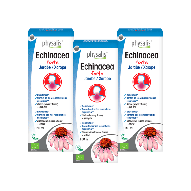 pack 3 echinacea forte physalis xarope 150ml suplemento sistema imunitario