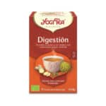 Infusão bio Digestão Yogi Tea em caixa de 17 saquetas, mistura herbal biológica para apoio digestivo.