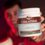 Pote de Creatina Monohidratada em pó 300g da Vitafor, suplemento nutricional para força, energia e ganho de massa muscular.