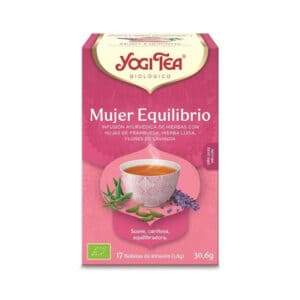 Infusão bio Equilíbrio Mulher Yogi Tea em caixa de 17 saquetas, mistura herbal biológica para bem-estar feminino.
