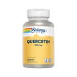 Frasco de suplemento Solaray Quercitina 500mg com 90 cápsulas, fórmula antioxidante para reforço imunitário e proteção contra radicais livres.