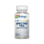 Frasco de suplemento Solaray Spectro Veg Multivitamínico com 60 cápsulas vegetais, fórmula completa com vitaminas, minerais e antioxidantes de origem vegetal.