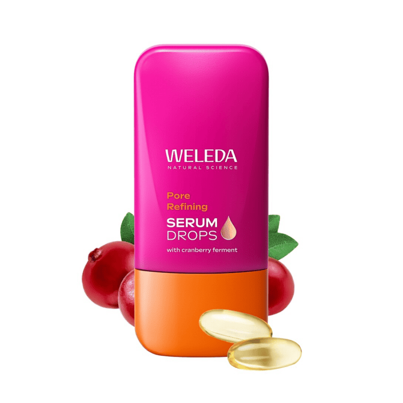 Sérum facial refinador Weleda Booster Drops 30ml com ingredientes naturais que suavizam e uniformizam a textura da pele.