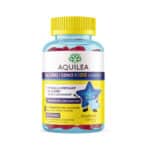Frasco de suplemento Aquilea Sono Kids com 30 gomas, fórmula infantil com melatonina e camomila para um sono tranquilo e natural.