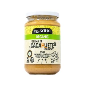 Creme de amendoim crunchy biológico Ecosana em frasco de 350 gramas, com textura crocante e sabor natural.
